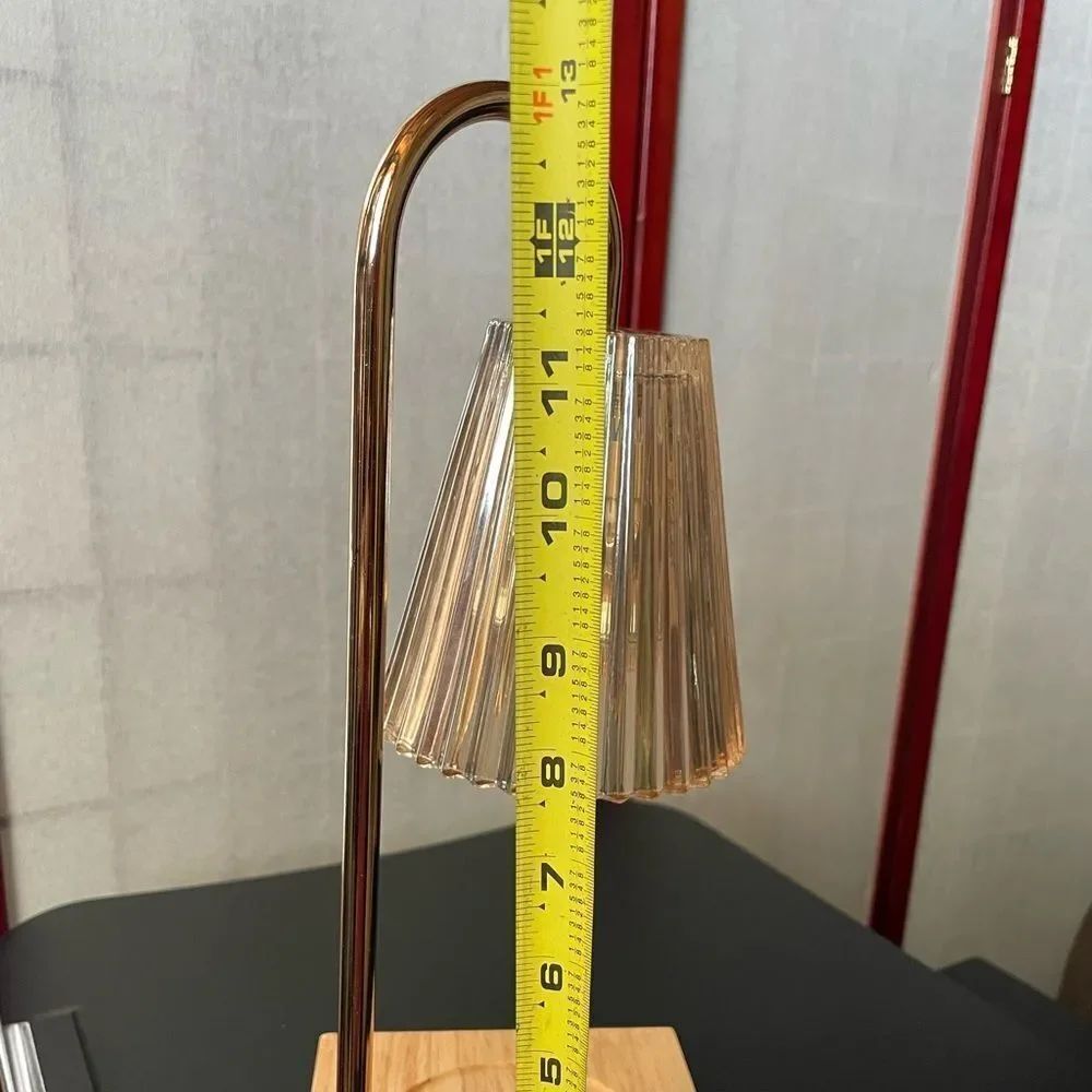 Elegant Candle Warmer Lamp w/Adjustable Brightness Stylish Wood, Metal & Glass - Picture 7 of 13